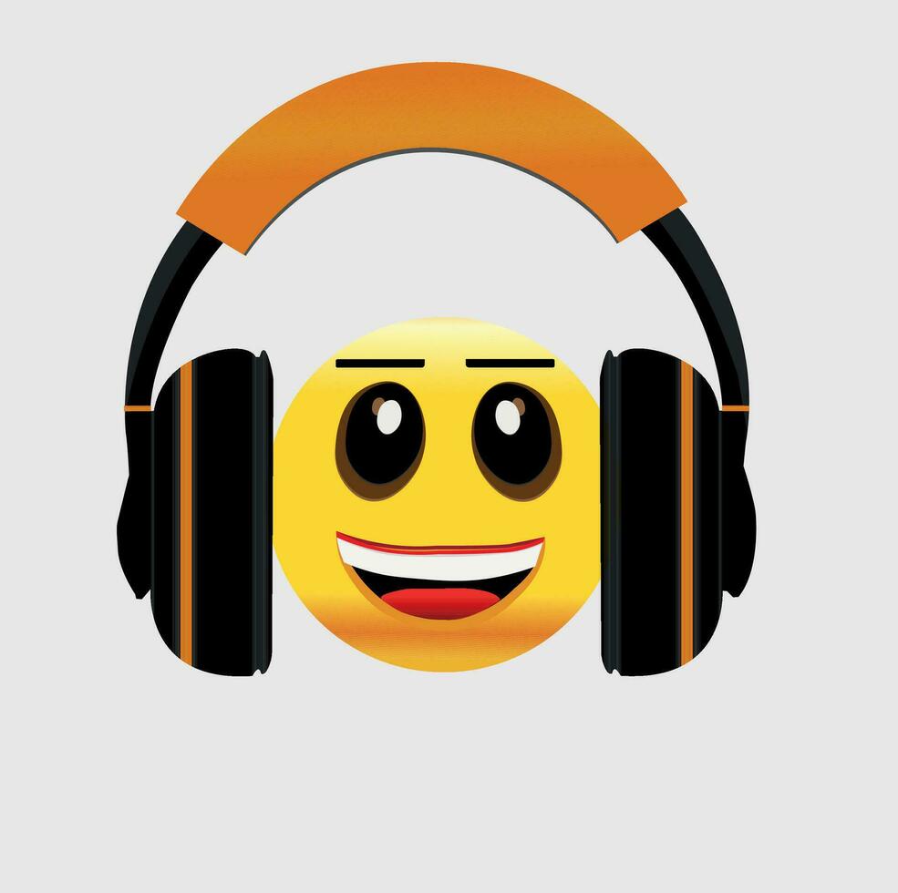 headphone with smile emoji vector