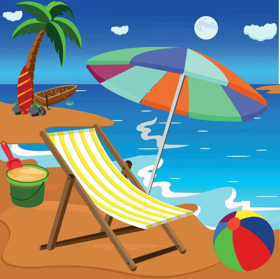 sea beach summer vacation vector