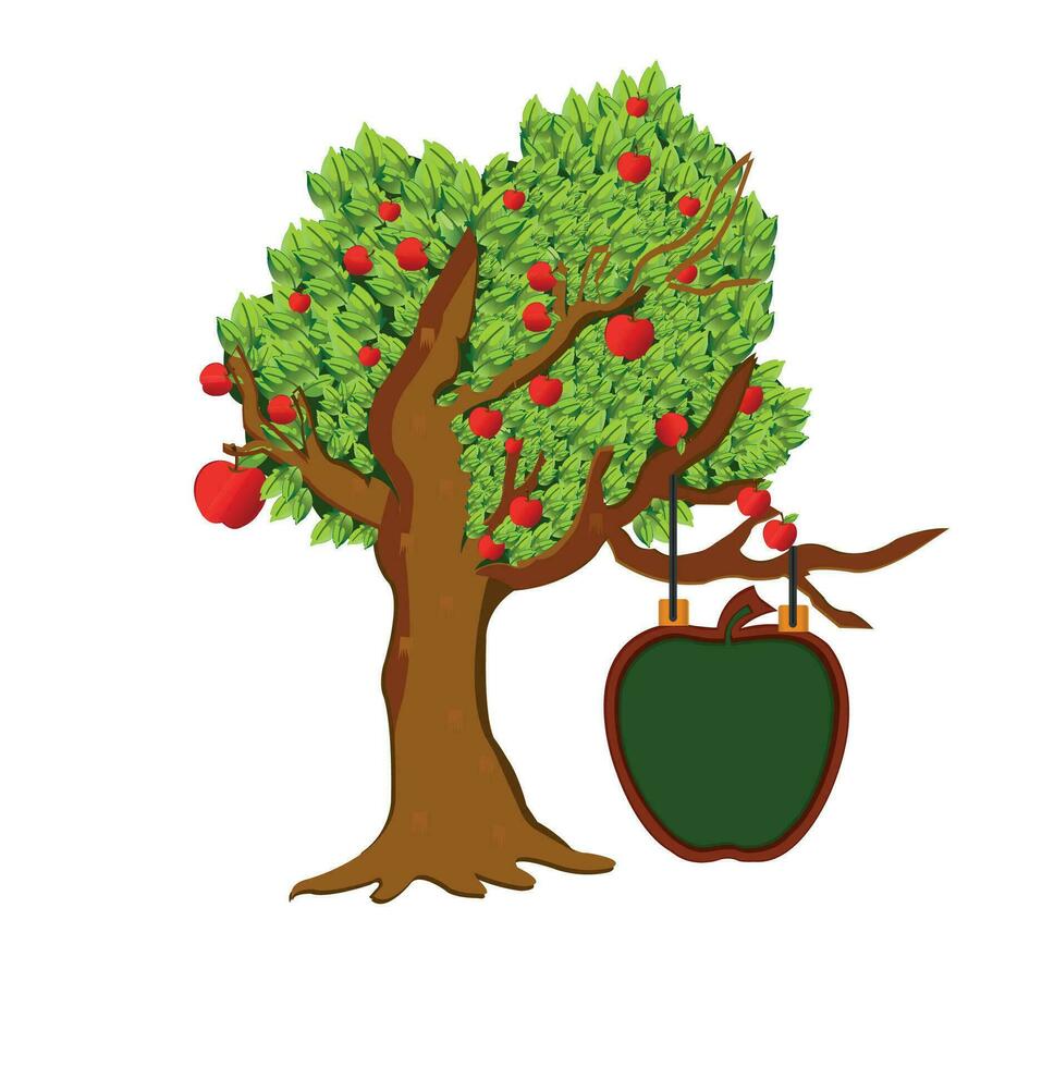Apple tree kids art board vector