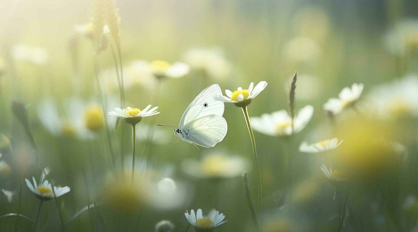 abstract nature spring Background. spring flower and butterfly, generate ai photo