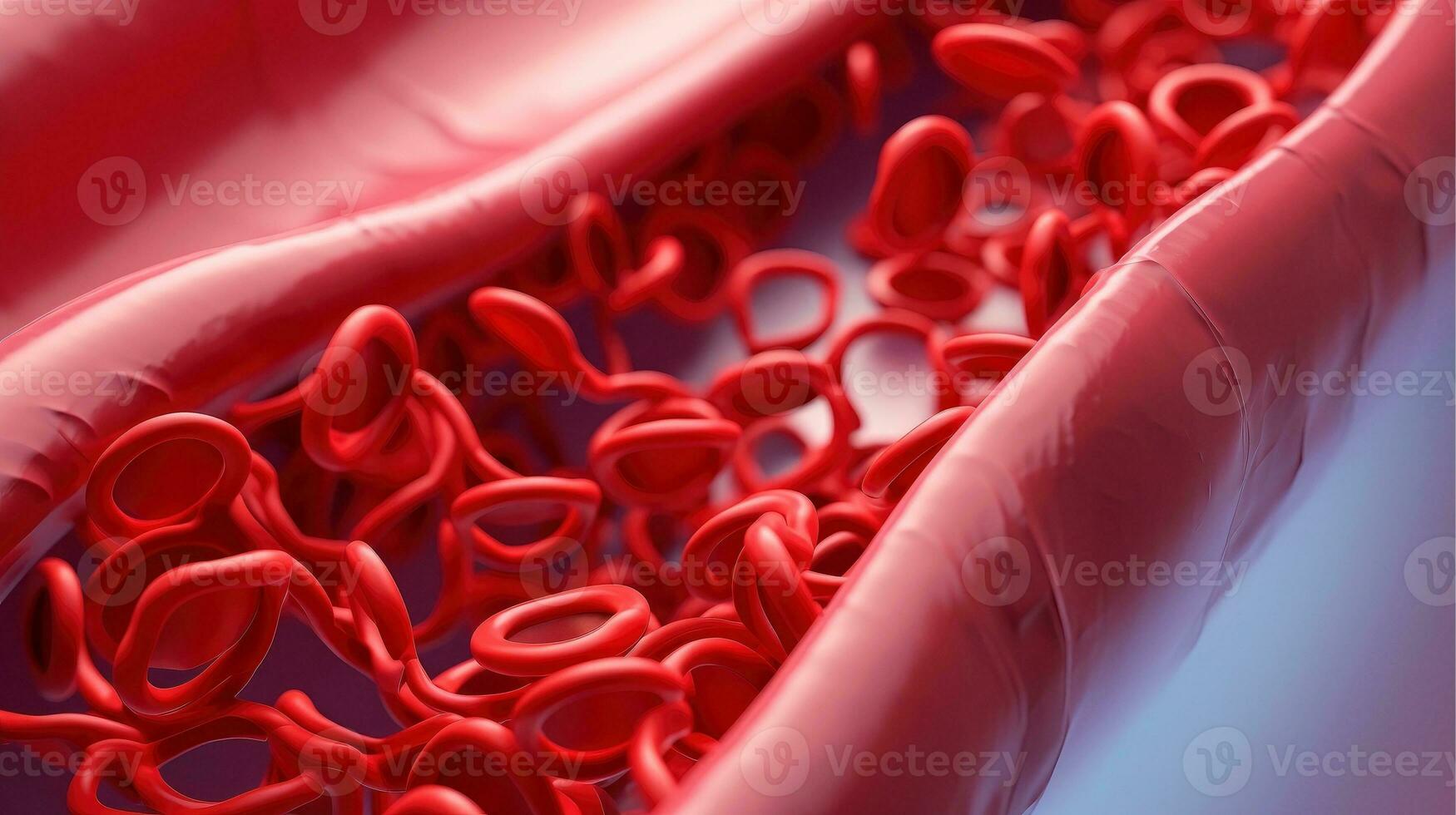 3D illustration mockup of the human organ systems, circulatory, digestive, red and white bloodcells wtih blurred backgroun. Medical education concept, Generative AI illustration photo