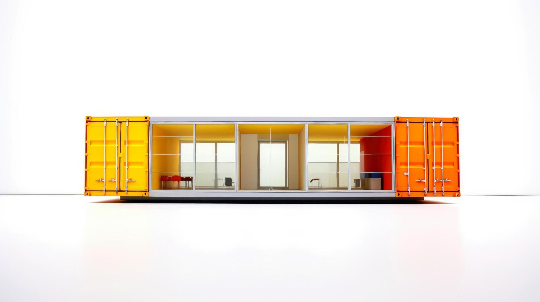 Mobile office buildings or container site office for construction site. Shipping container. Portable house and office cabins, illustration photo