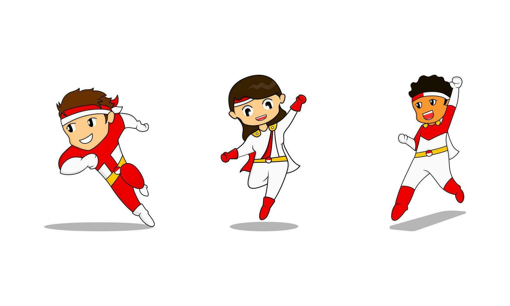 Set of Illustration vector graphic of cute character indonesia independent day flat and cartoon style design