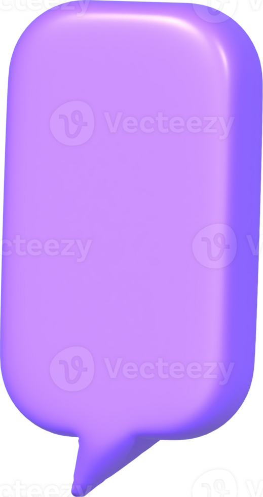 3d violet verticale discours bulle png