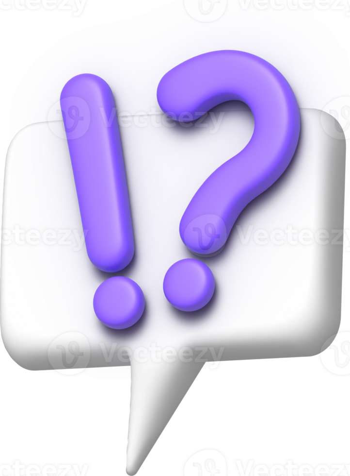 3d Question and exclamation comic bubble QNA png