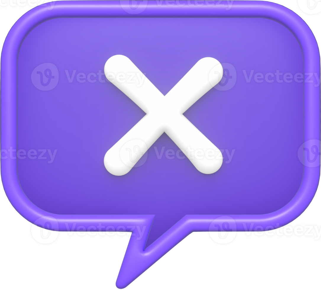 3d x mark speech bubble icon png