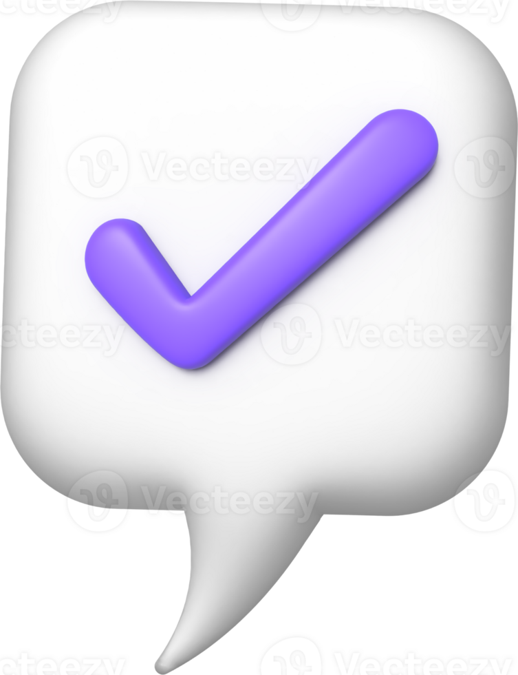 3d speech bubble with tick check mark png