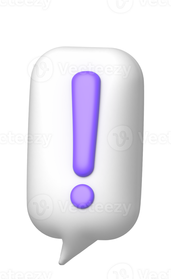 3d bubble speak with exclamation mark png