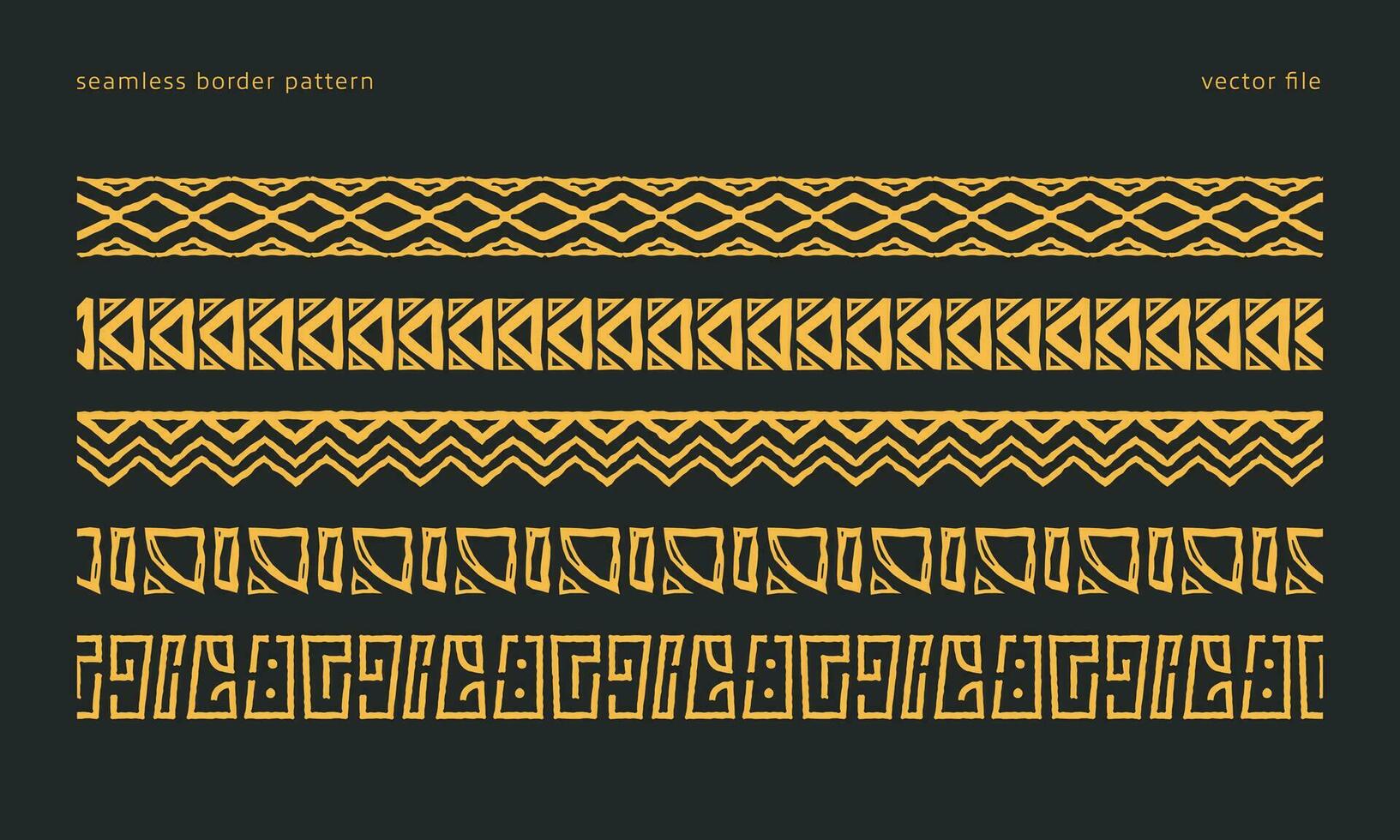 hieroglyphics like ethnic tribe pattern like border seamless pattern set for design decoration vector
