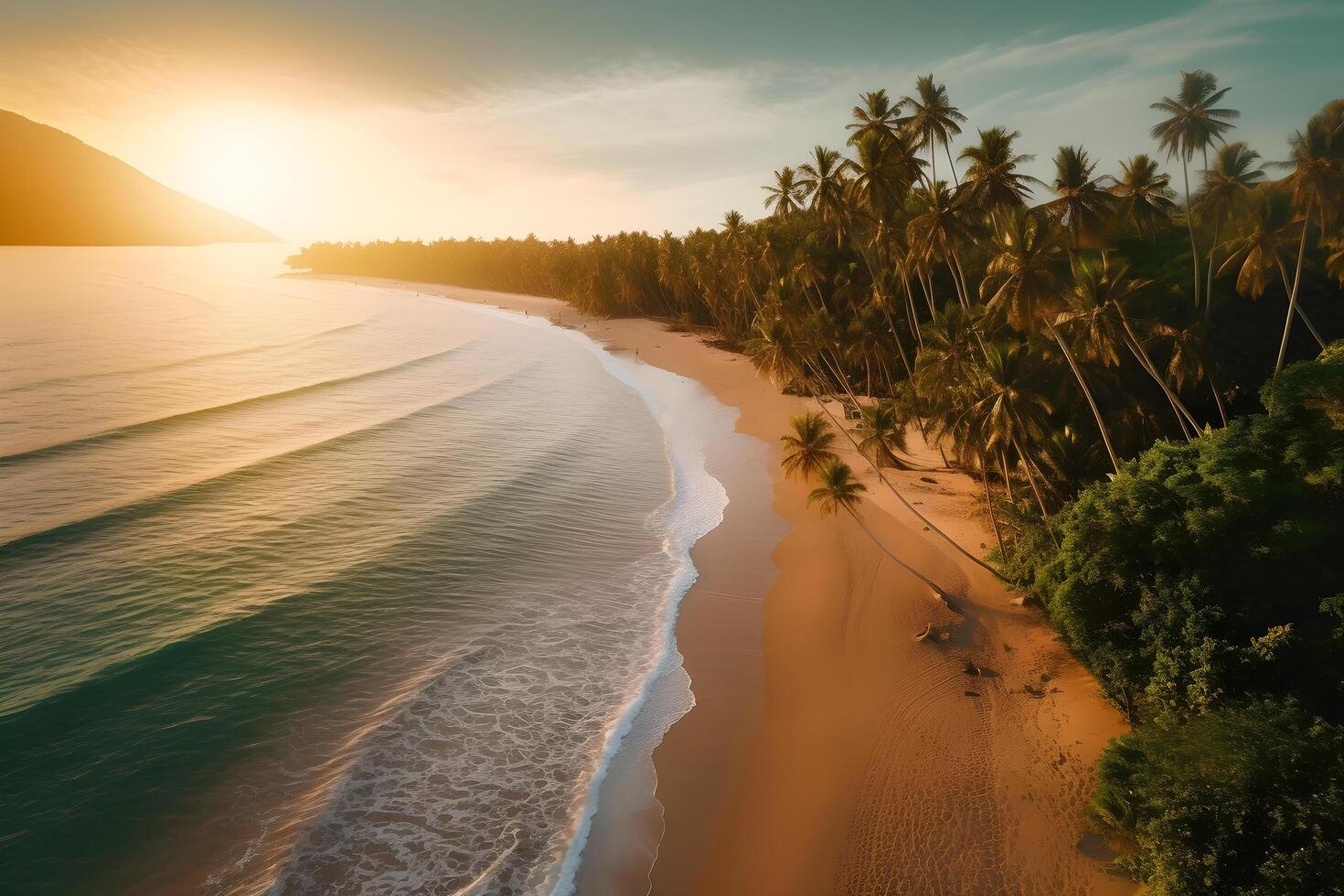 Beautiful tropical beach landscape with crystal clear water. Perfect tropical island paradise beach. Generative Ai photo