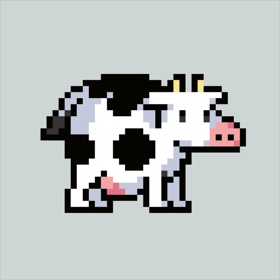 Pixel art illustration Cow. Pixelated Cow. Cute Barn Cow animal icon pixelated for the pixel art game and icon for website and video game. old school retro. vector
