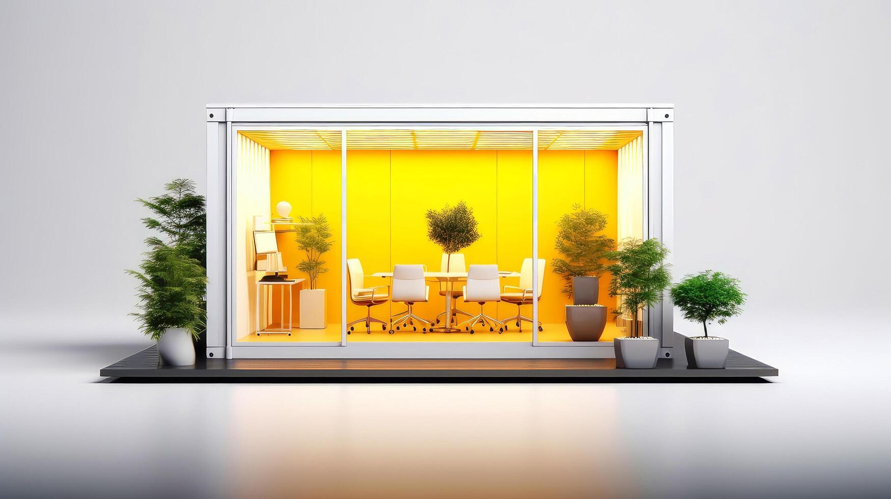 Mobile office buildings or container site office for construction site. Shipping container. Portable house and office cabins, illustration photo