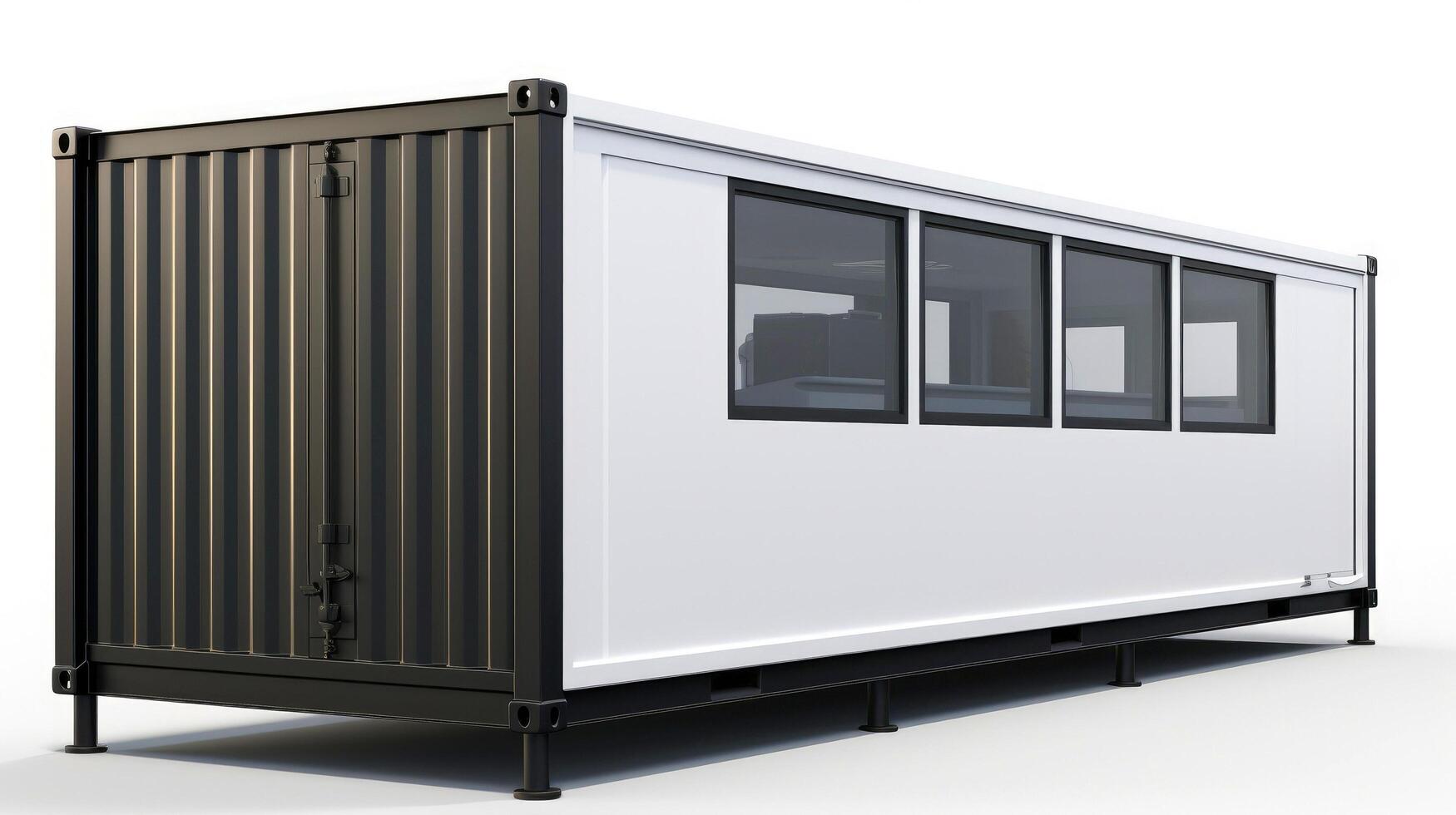 Mobile office buildings or container site office for construction site. Shipping container. Portable house and office cabins, illustration photo