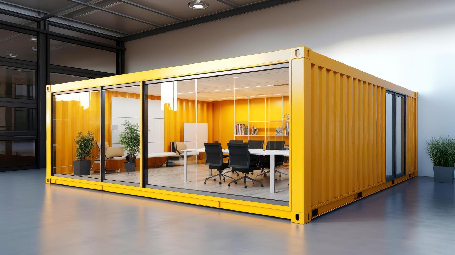 Mobile office buildings or container site office for construction site. Shipping container. Portable house and office cabins, illustration photo