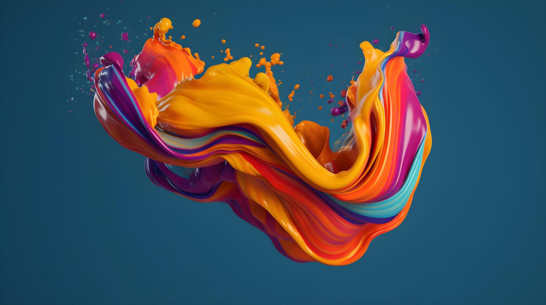 Colorful vibrant liquid paint splash. Abstract background with colorful fluid rainbow wave. Amazing colorful paint mix splash background. photo
