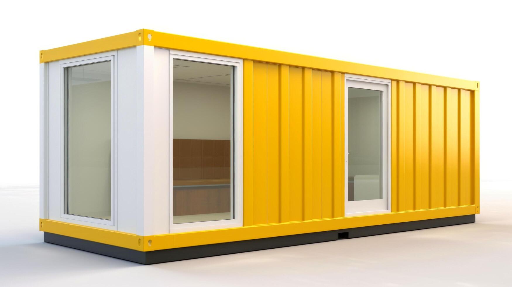 Mobile office buildings or container site office for construction site. Shipping container. Portable house and office cabins, illustration photo