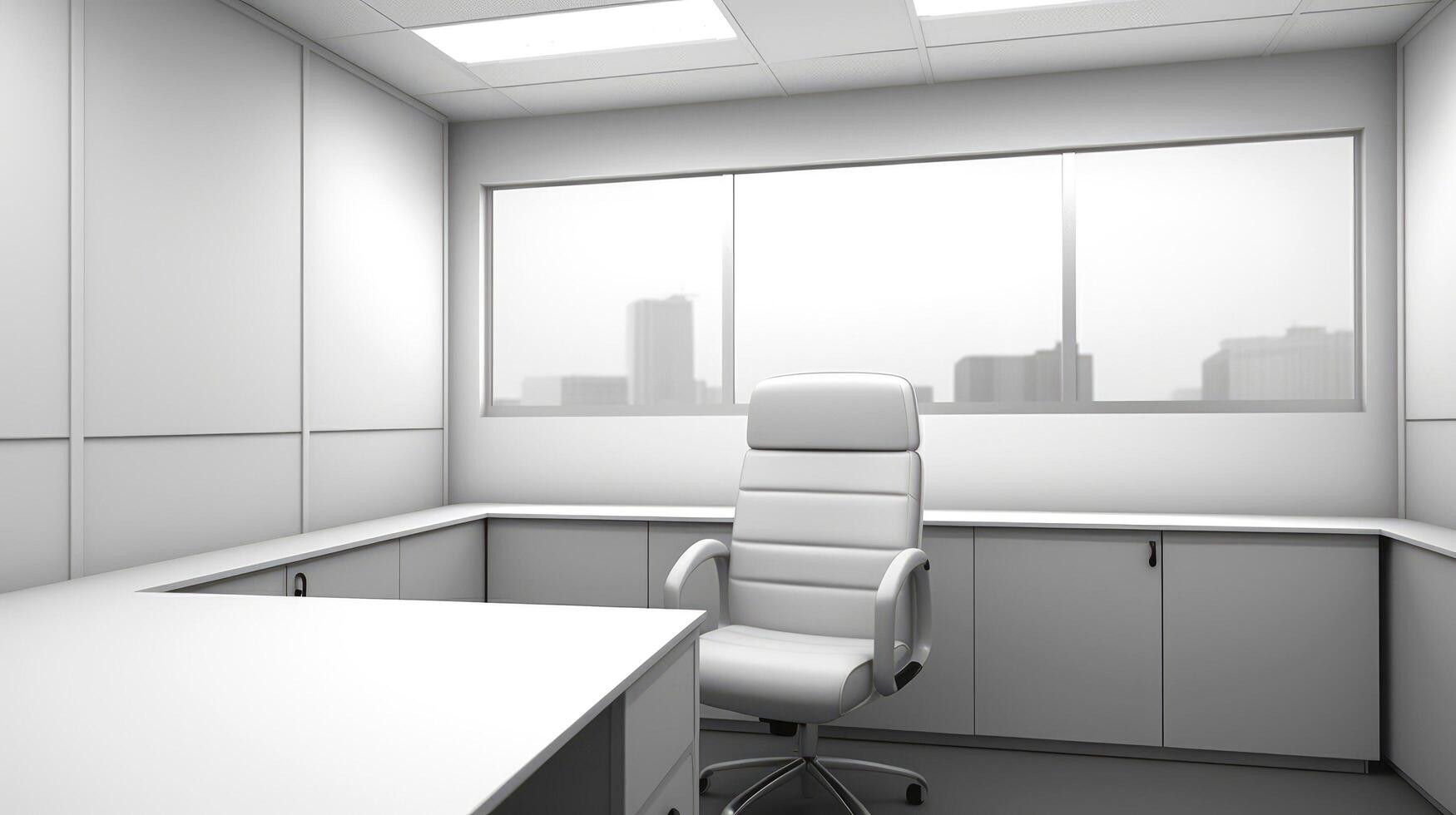 Interior of mobile container site office for construction site. Shipping container. Portable house and office cabins, illustration photo