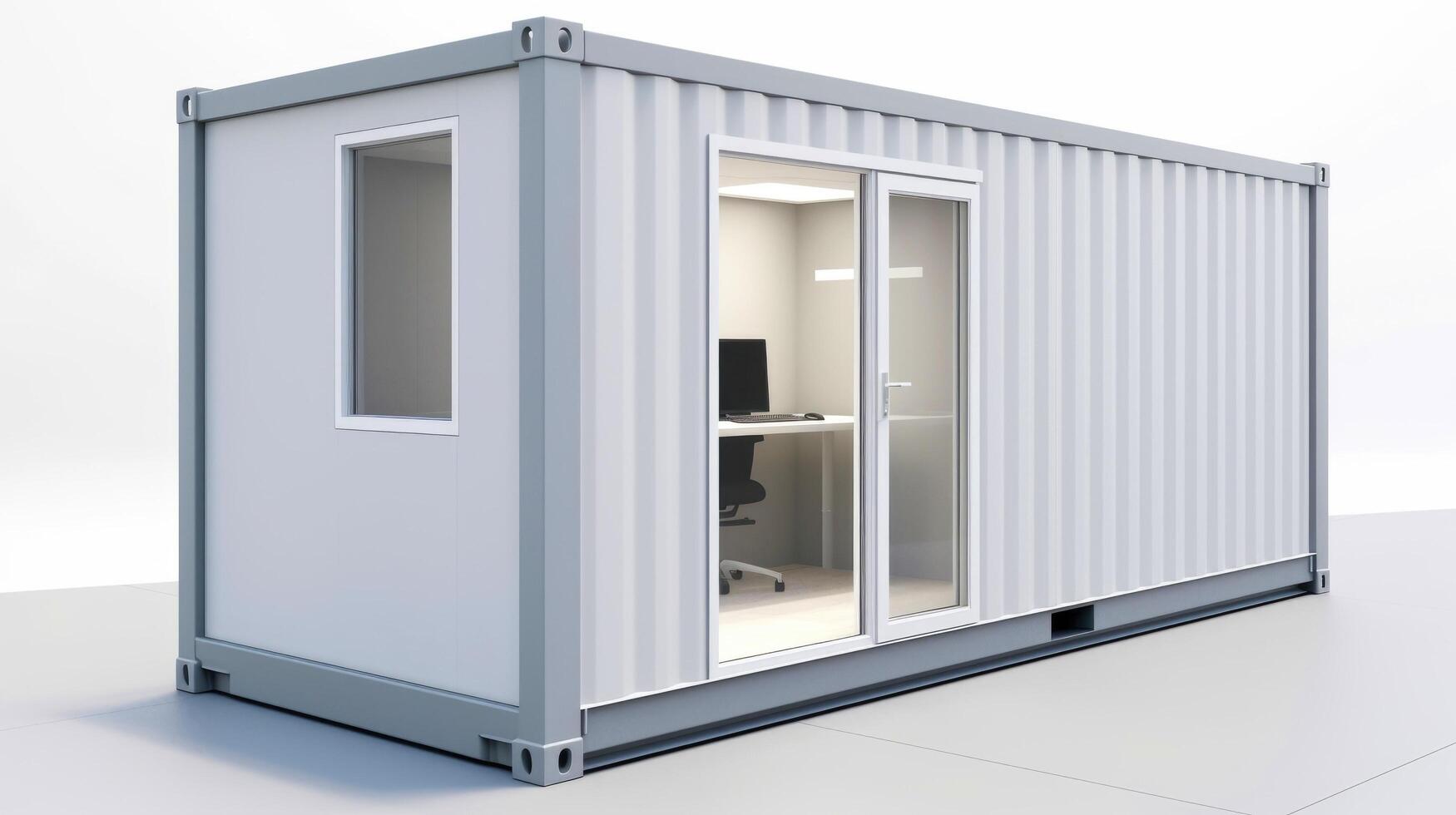 Mobile office buildings or container site office for construction site. Shipping container. Portable house and office cabins, illustration photo