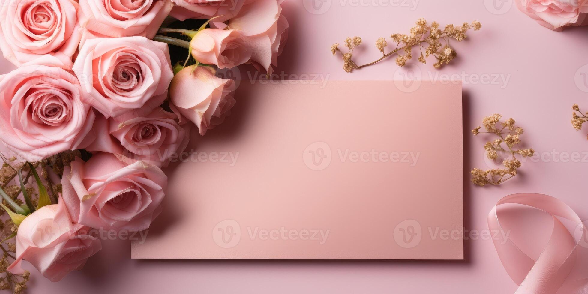 Wedding flowers and wedding invitation. photo