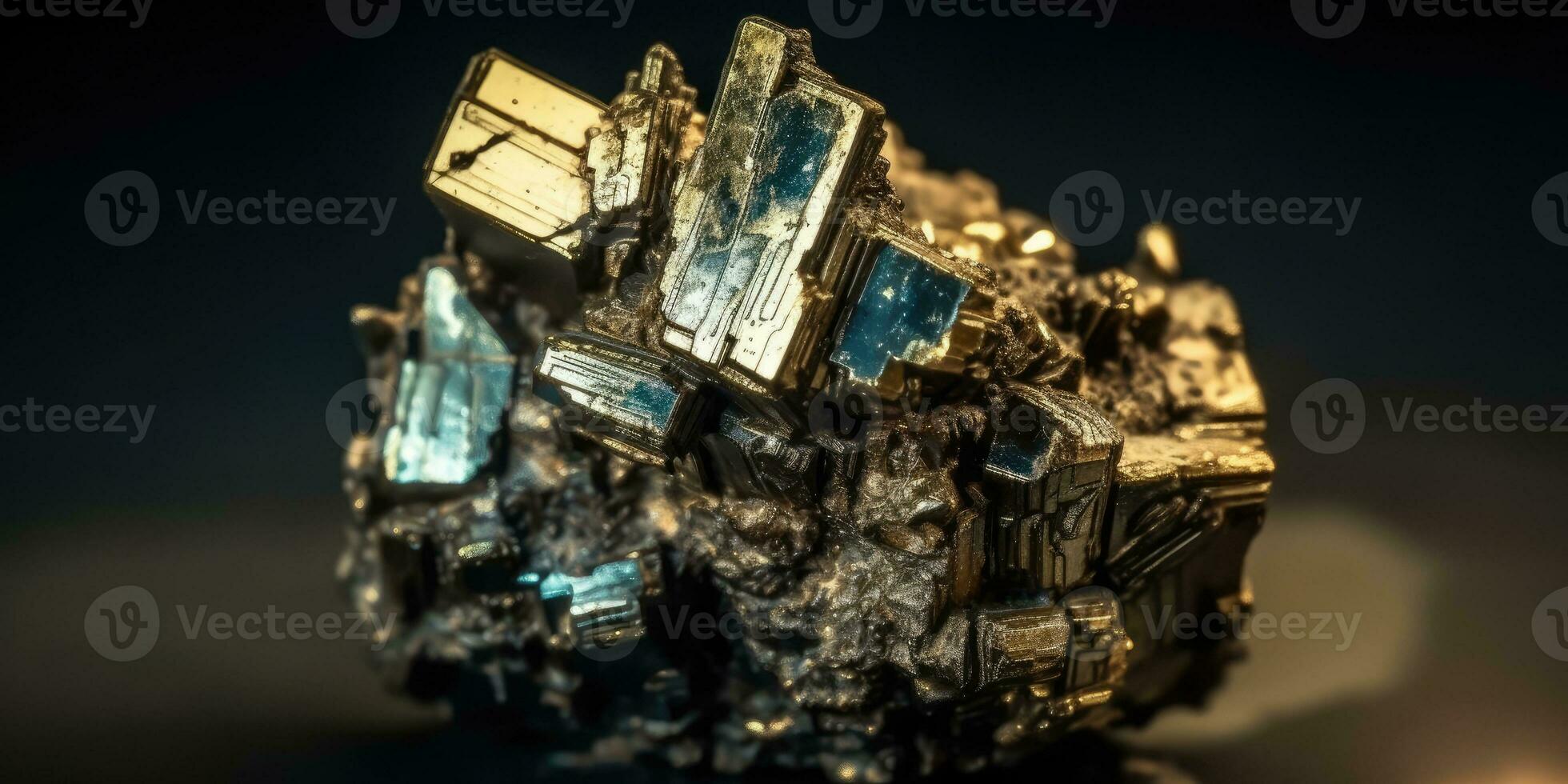 foto de el mineral Roca pirita de cerca, macro. generativo ai