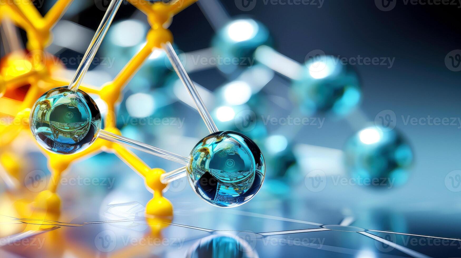 Medical studies of molecular structures. Science in the service of human. Technologies of the future in our life. molecule of medicine model, Generative AI illustration photo