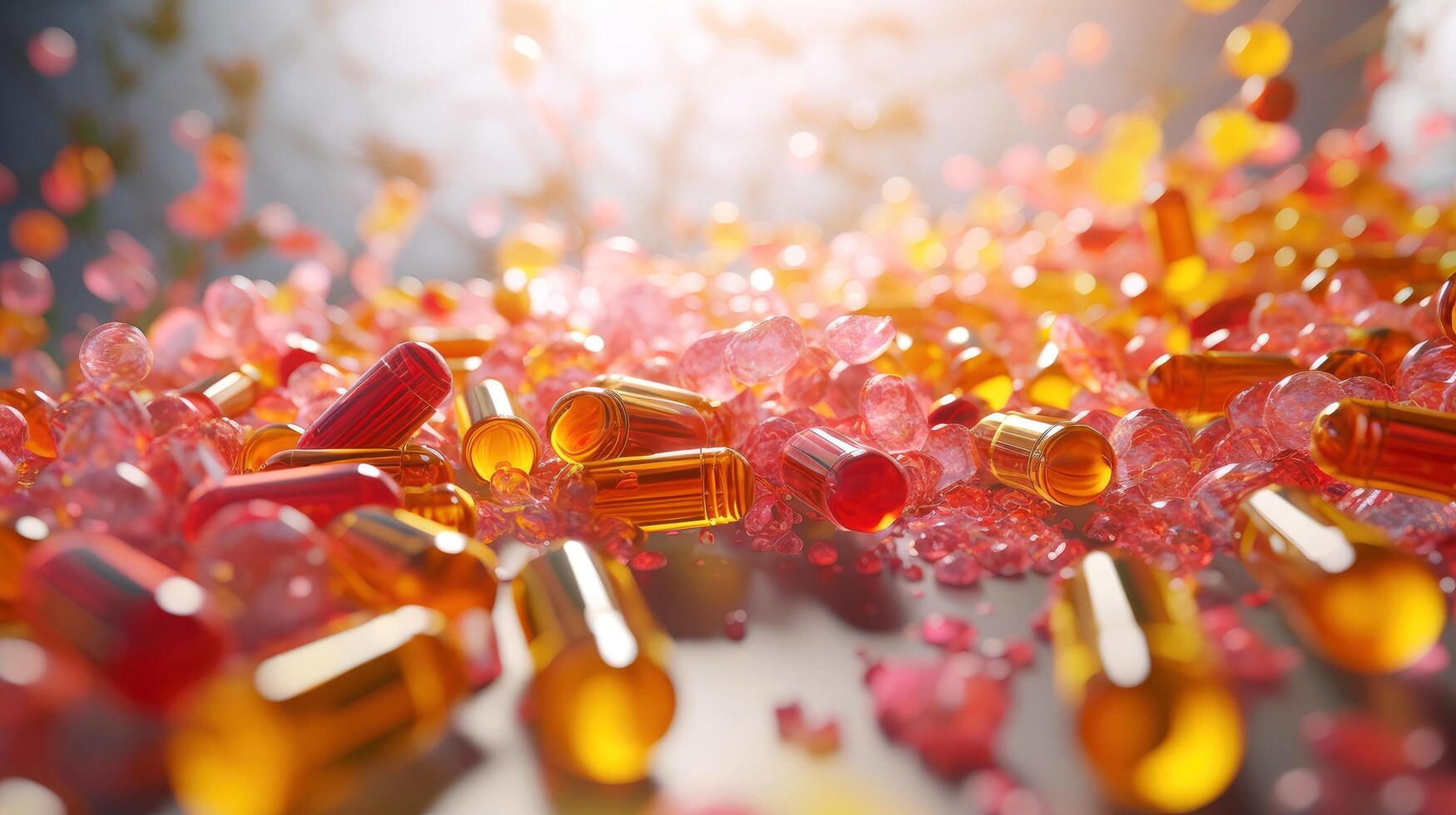 Vitamin capsules. Cod liver oil omega 3 gel capsules. Vitamins, dietary supplements, drugs, Pharmacy, medicine and health concept. capsule pharmacy pill drug concept, illustration photo