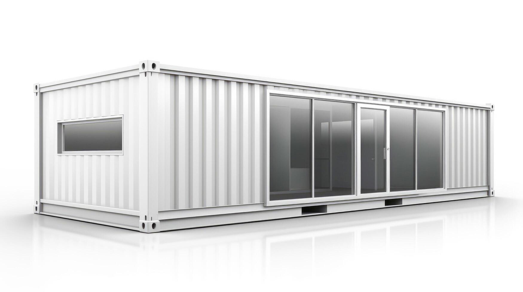 Mobile office buildings or container site office for construction site. Shipping container. Portable house and office cabins, illustration photo