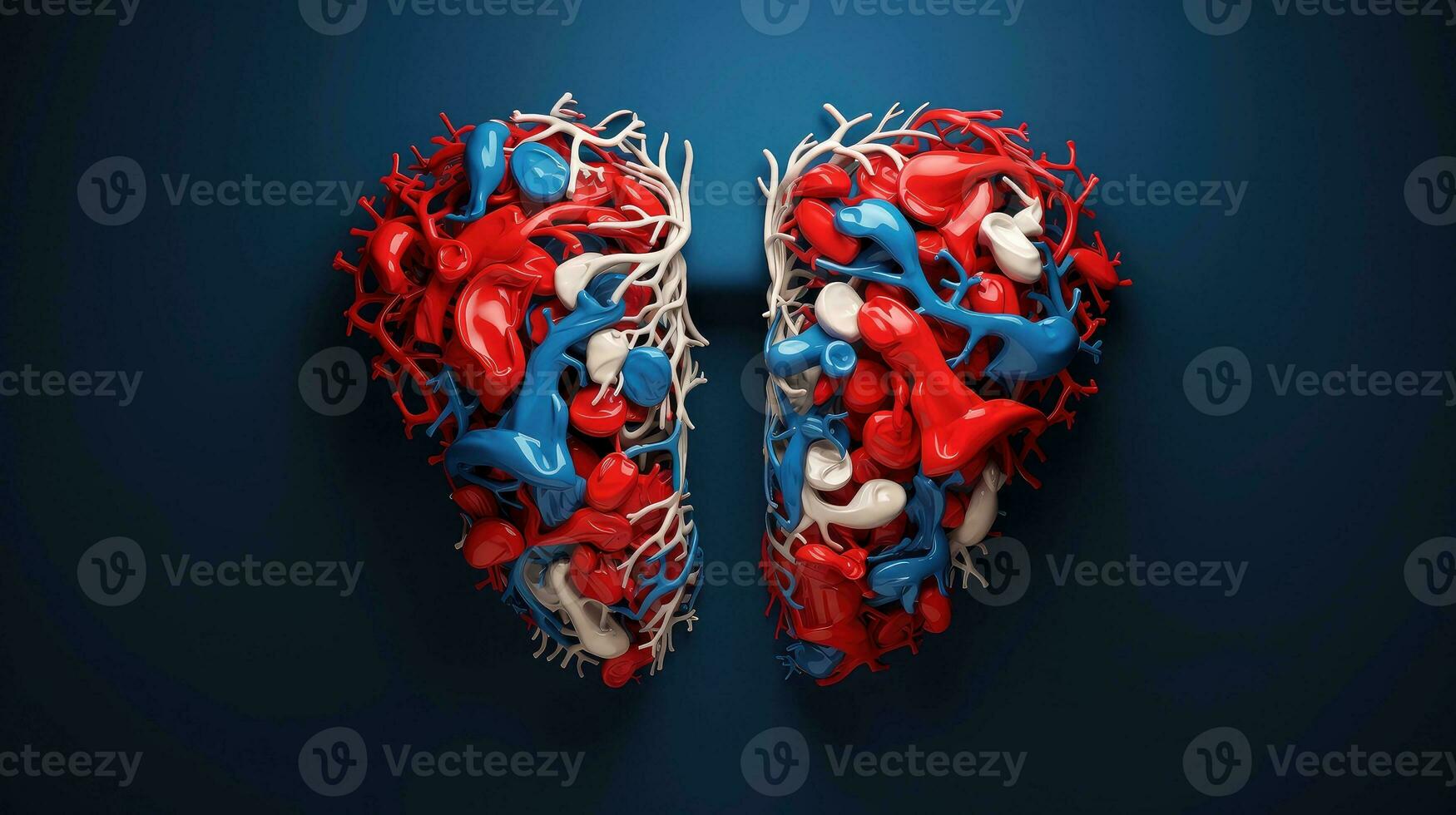 3d ilustración de el humano Organo sistemas, humano interno órganos anatomía. nervioso, circulatorio, digestivo, excretorio, urinario, y hueso sistemas médico educación concepto, generativo ai ilustración foto