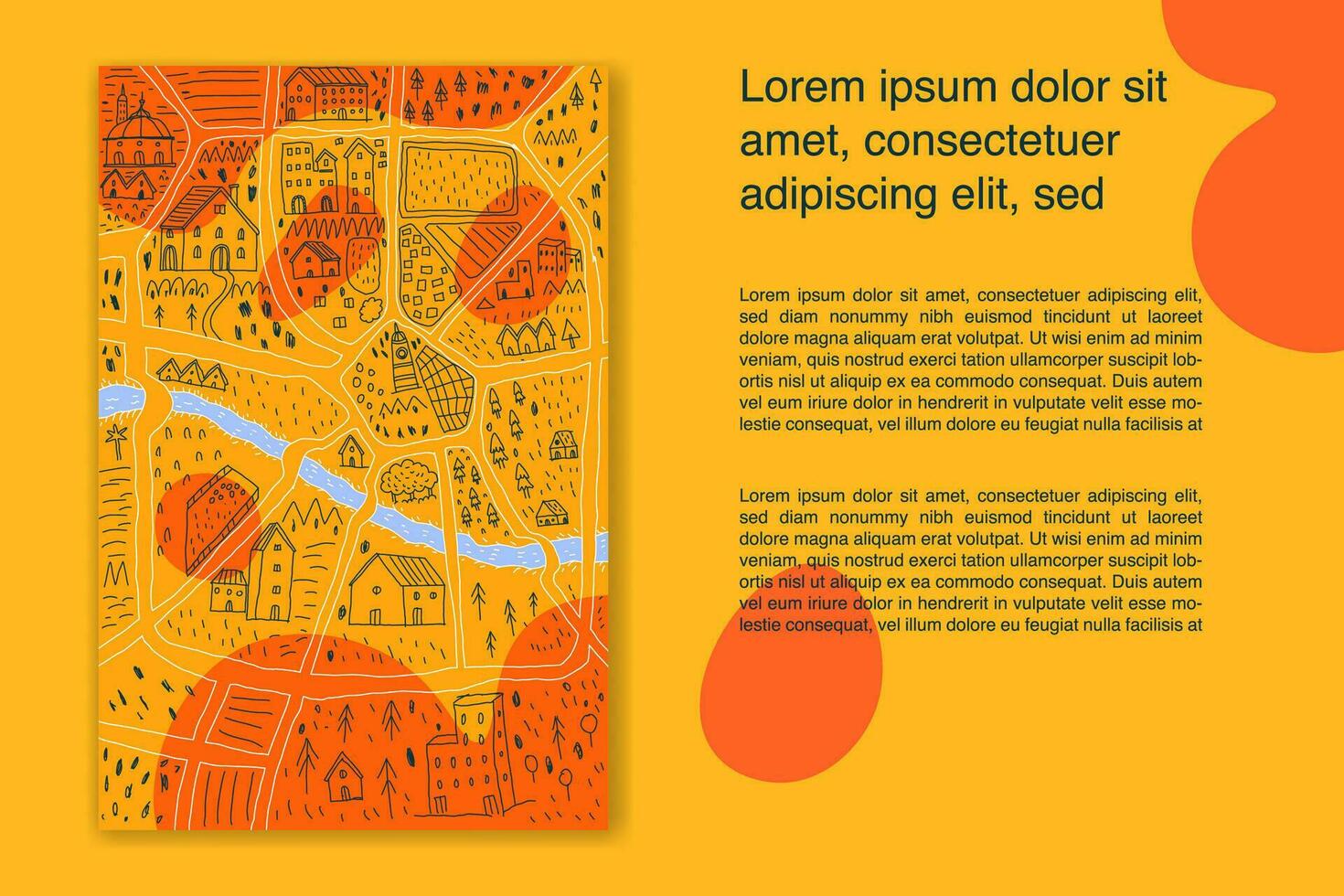 urban fantasy map hand drwan with vibrant color vector