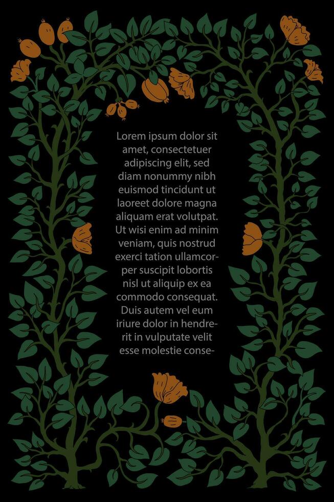 floral, botánico marco alrededor un texto caja en Clásico estilo vector