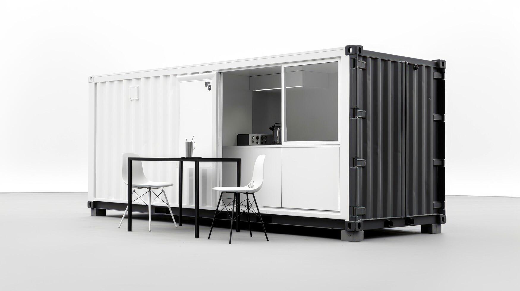 Mobile office buildings or container site office for construction site. Shipping container. Portable house and office cabins, illustration photo