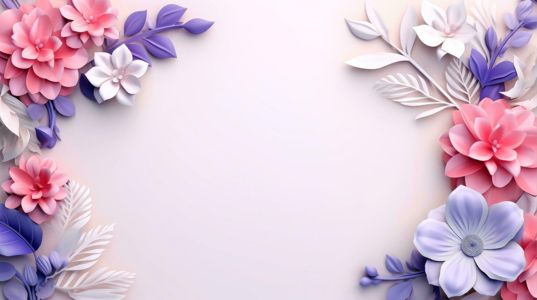 Floral border frame card template. multicolor flowers, leaves, for banner,  wedding card. Springtime composition with copy-space, Generative AI  illustration 26719081 Stock Photo at Vecteezy