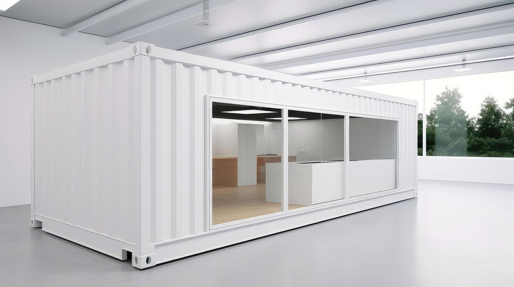Mobile office buildings or container site office for construction site. Shipping container. Portable house and office cabins, illustration photo