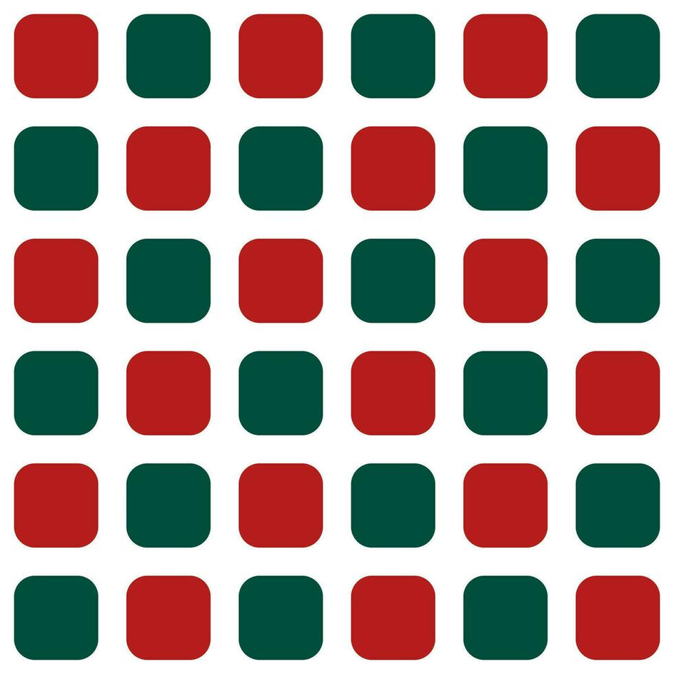 Red and green rounded square pattern. Rounded square vector pattern. Seamless geometric pattern for clothing, wrapping paper, backdrop, background, gift card, Chistmas decoration.