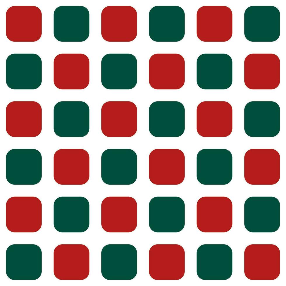 Red and green rounded square pattern. Rounded square vector pattern. Seamless geometric pattern for clothing, wrapping paper, backdrop, background, gift card, Chistmas decoration.