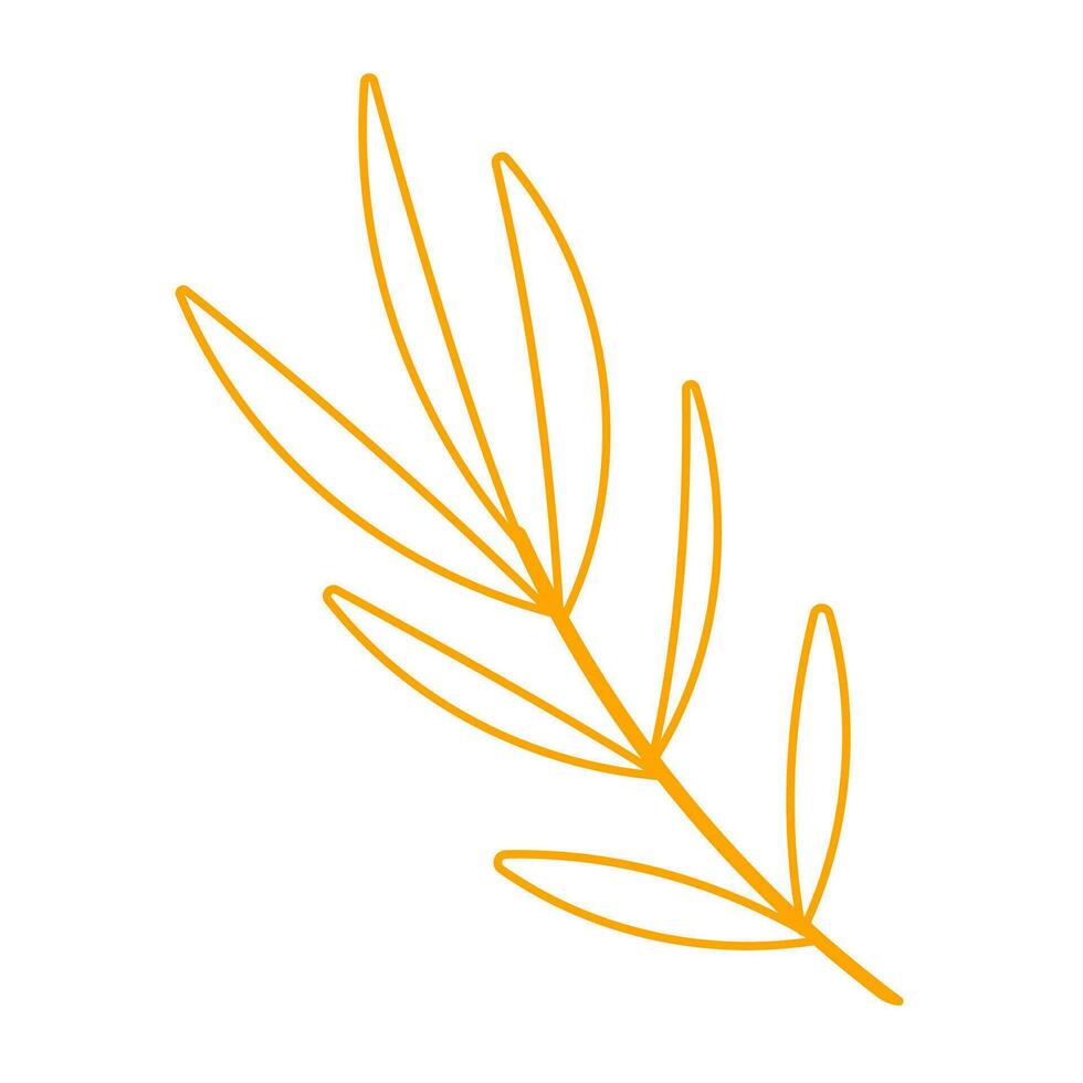 hoja rama línea amarillo garabatear elemento icono vector