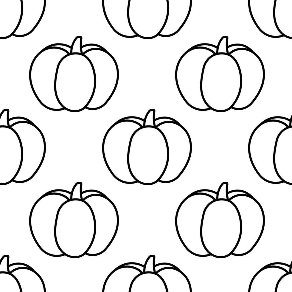 pumpkin black autumn food line pattern background vector
