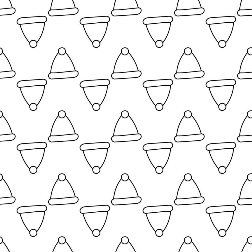 hat black line knitted doodle pattern textile vector