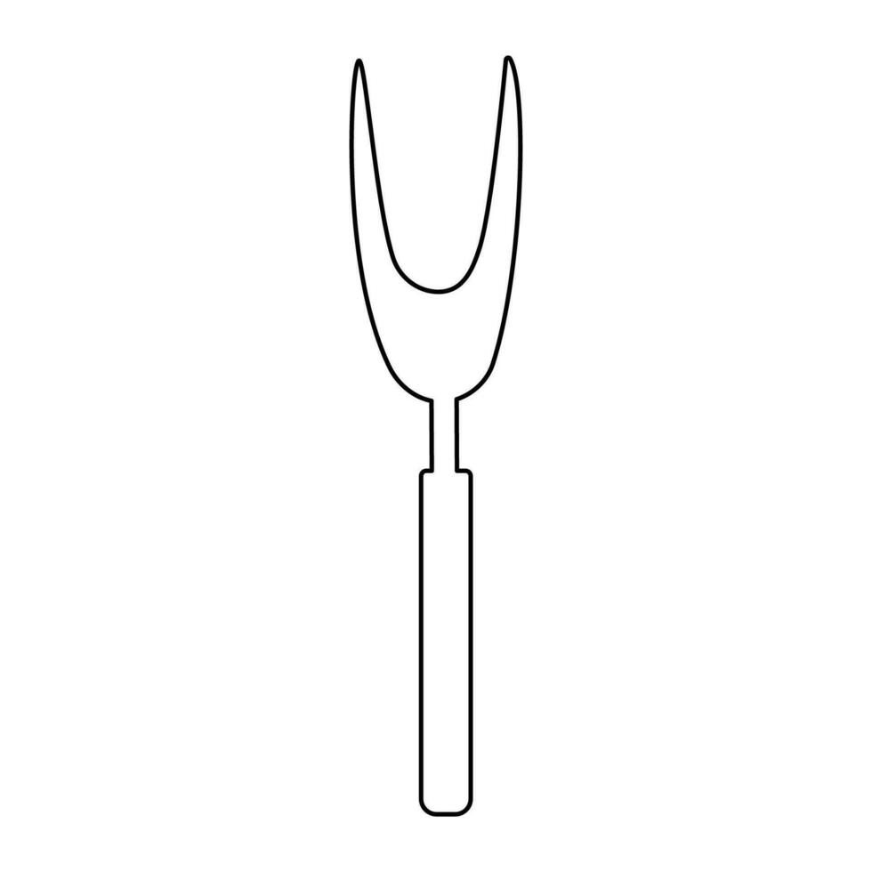 meat fork kitchen cook restaurant line doodle vector