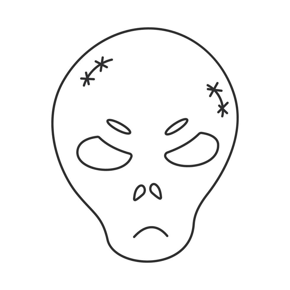 halloween skull line black scary element icon vector