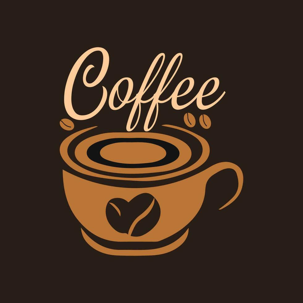 Coffee lettering poster decorated by coffee beans and textured cup vector
