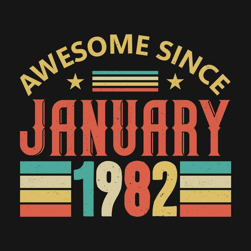 Awesome Since January 1982. Born in January 1982 vintage birthday quote design vector