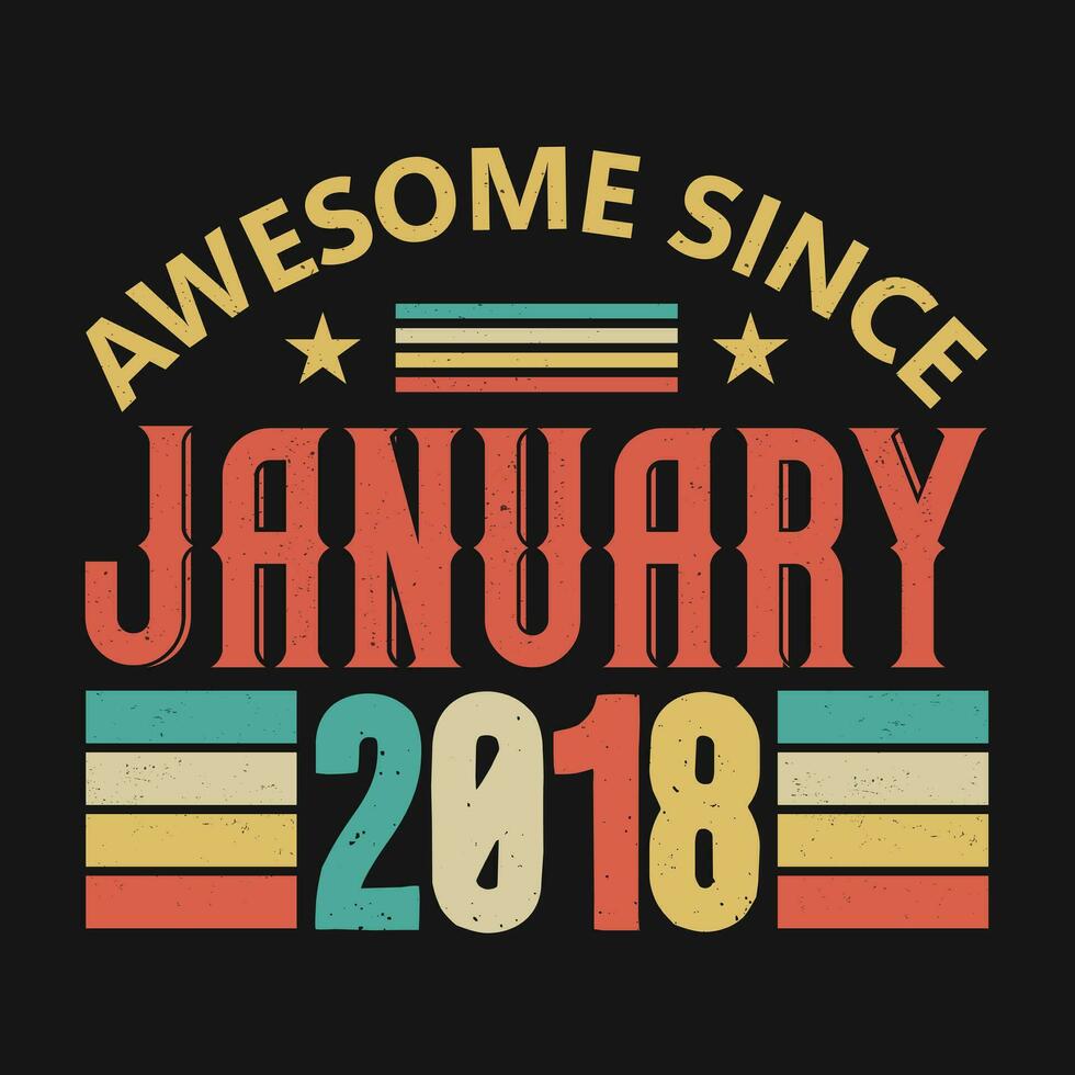 Awesome Since January 2018. Born in January 2018 vintage birthday quote design vector