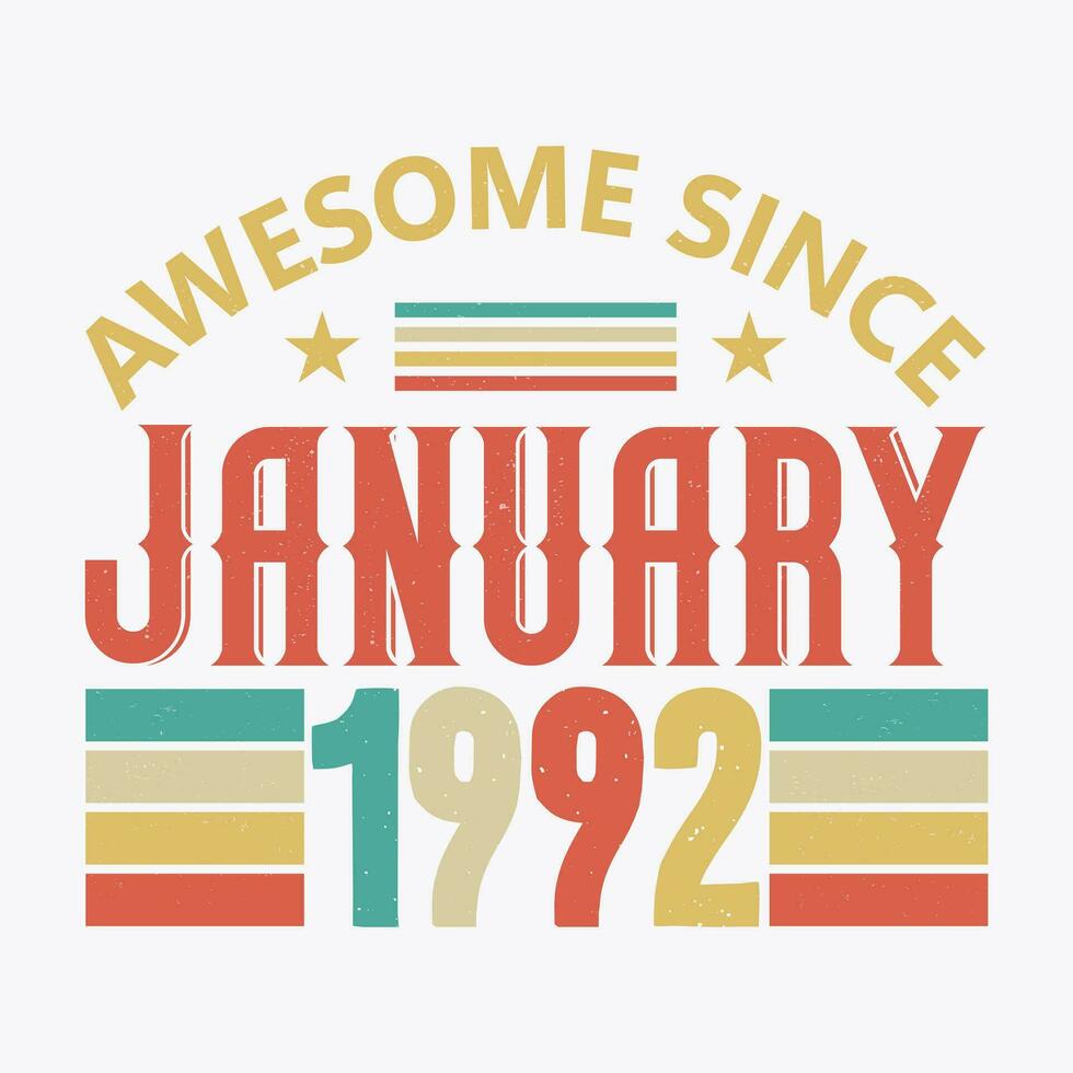 Awesome Since January 1982. Born in January 1982 vintage birthday quote design vector
