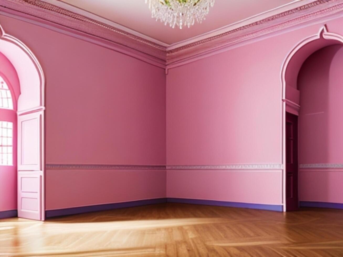 . luxury a pink wall empty room background, home living. photo