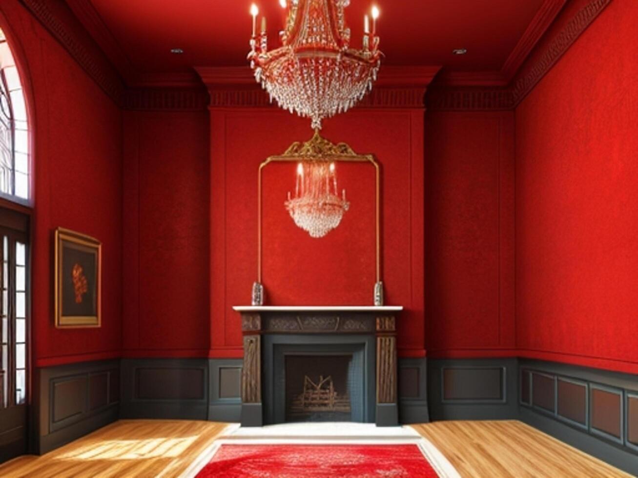 a red wall in empty room background. , photo