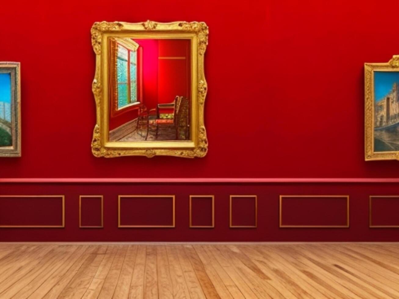 red room, home living, wall. AI Generative photo