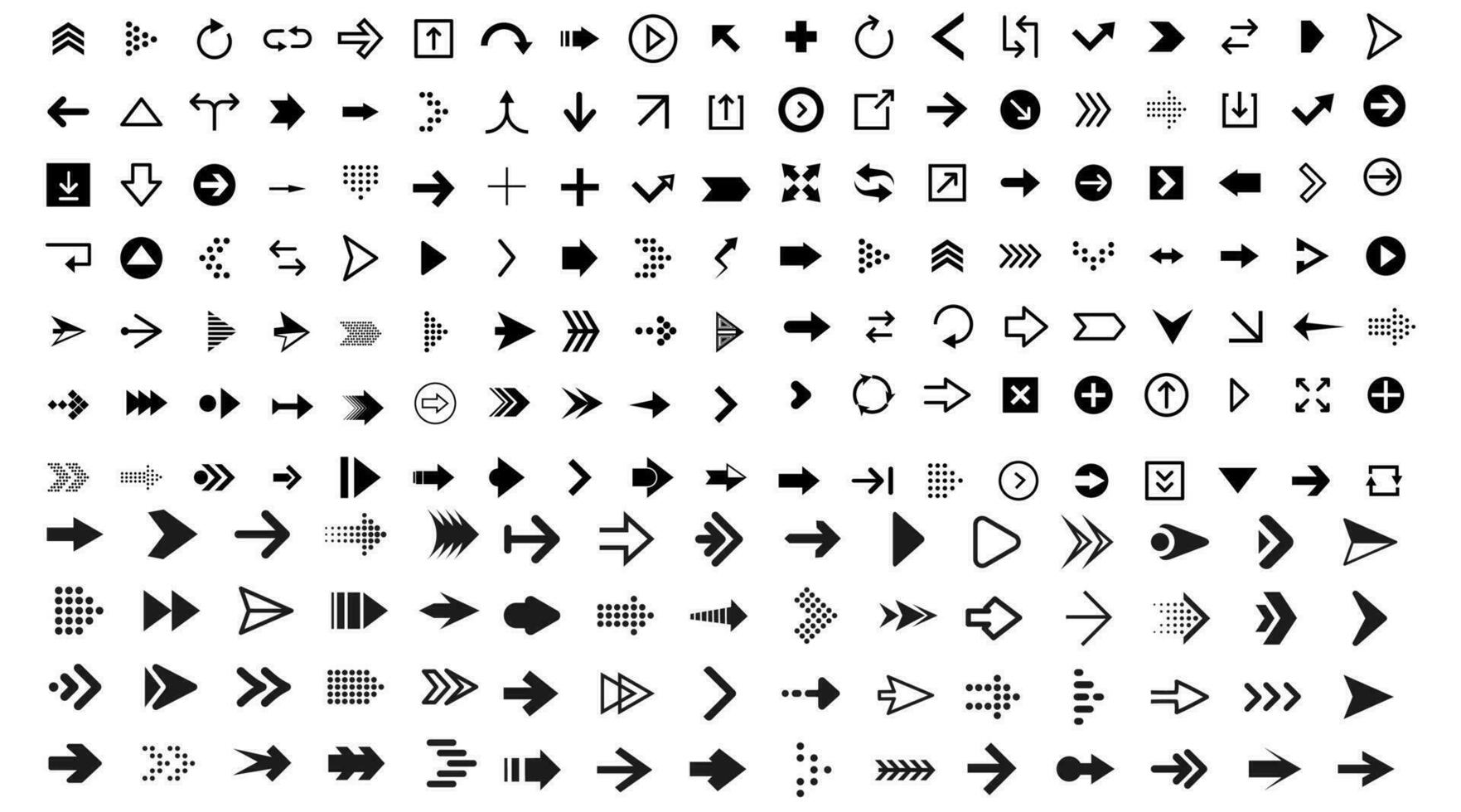 flechas grandes iconos de conjunto negro. icono de flecha. colección de vectores de flecha. flecha. cursor. flechas simples modernas. ilustración vectorial