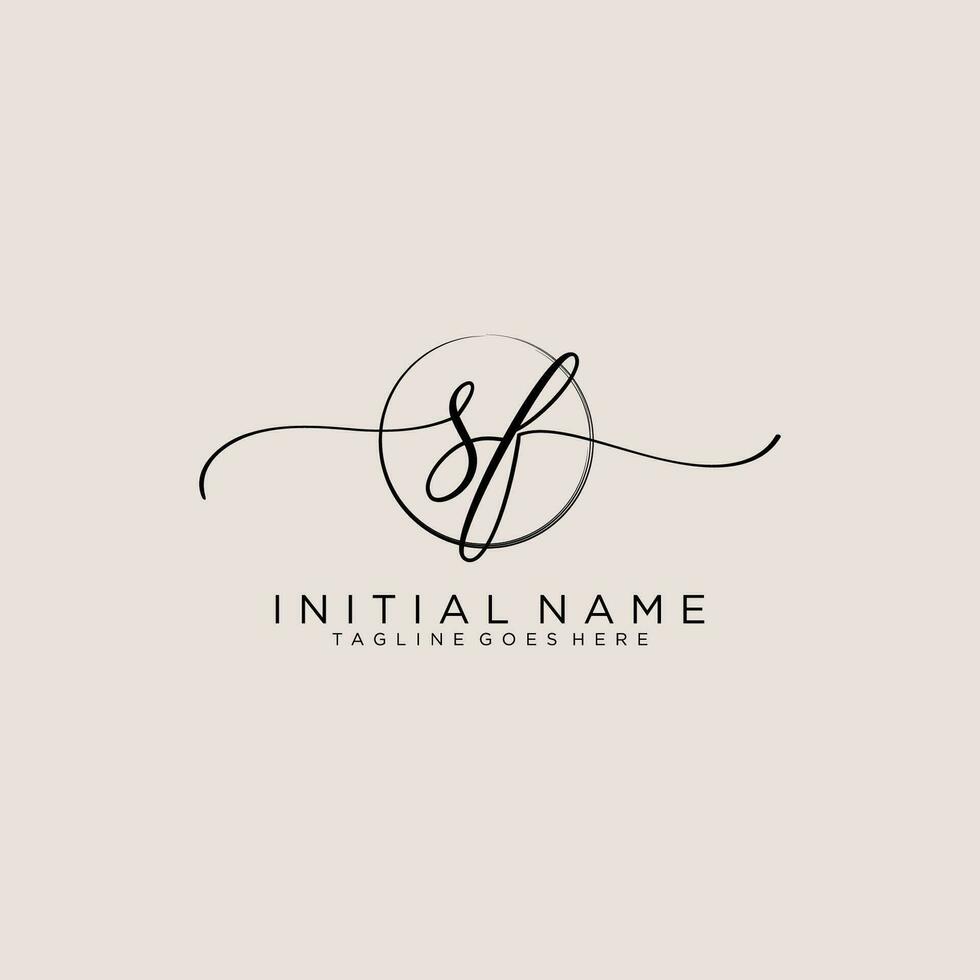 Initial SF feminine logo collections template. handwriting logo of initial signature, wedding, fashion, jewerly, boutique, floral and botanical with creative template for any company or business. vector