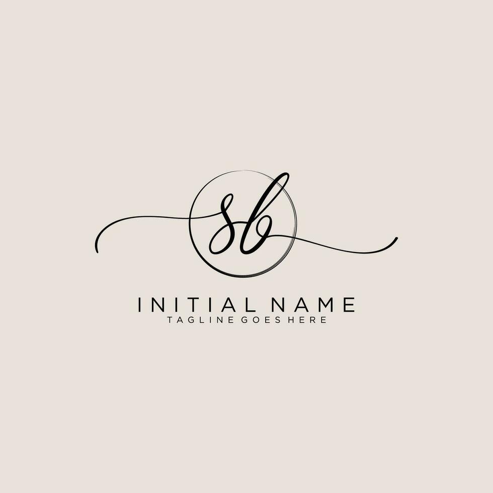 Initial SB feminine logo collections template. handwriting logo of initial signature, wedding, fashion, jewerly, boutique, floral and botanical with creative template for any company or business. vector